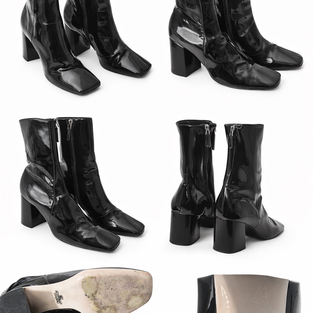 Prada Black Patent Leather Ankle Boots